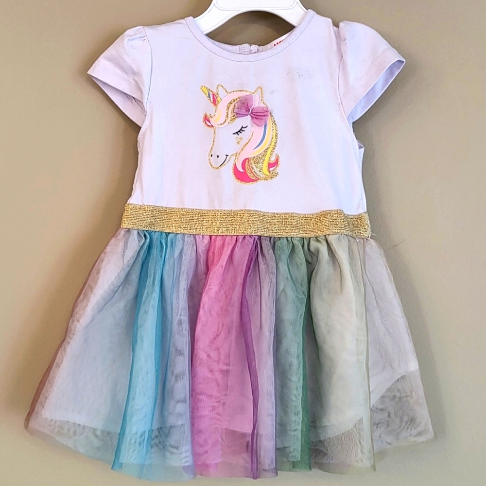Unicorn dress with rainbow sheer bottom